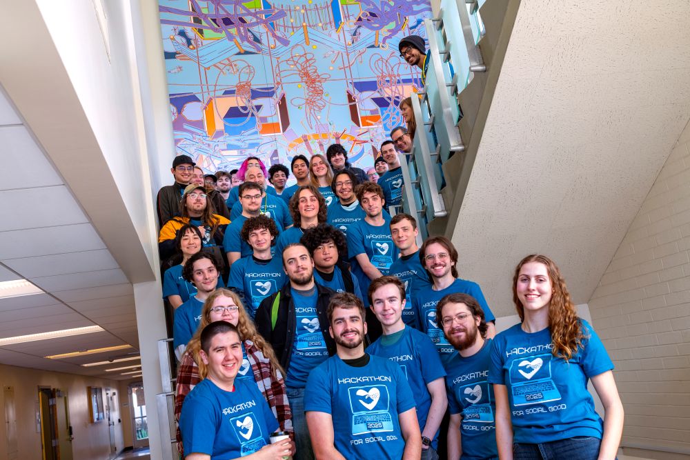 A group photo of the Computer Science Club during the 2025 Hackathon.