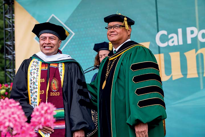 Jorge Matias with President Jackson at commencement