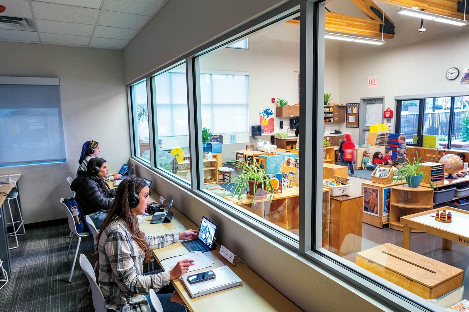 Student observing in the Child development center