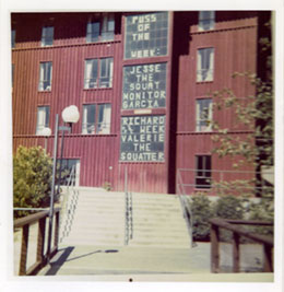 Residents took advantage of the glass staircase enclosures to send various messages to other students, but Maple Hall certainly was in a class of their own.