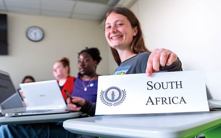 Cal Poly Humboldt's Model UN students spend the year learning debate rules, studying negotiation and consensus building, and researching their assigned countries before a competition.