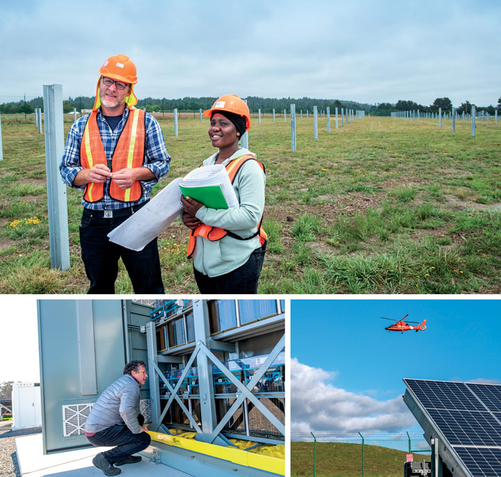 Arne Jacboson standing in front of solar panels