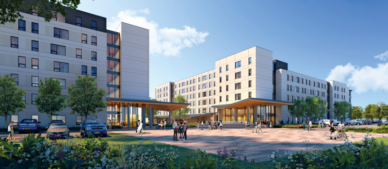 A rendering of new housing buildings