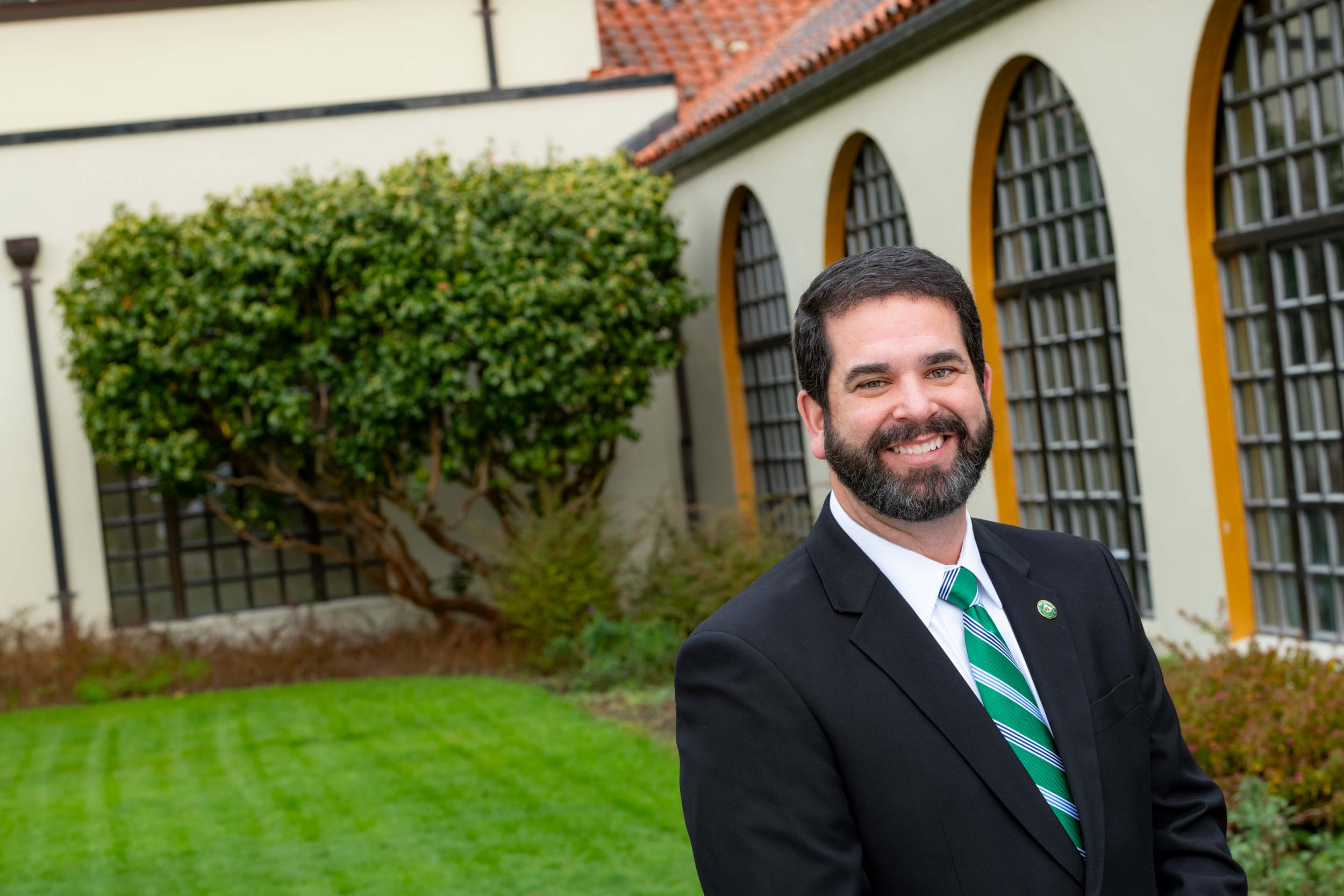President Carvajal in the courtyard