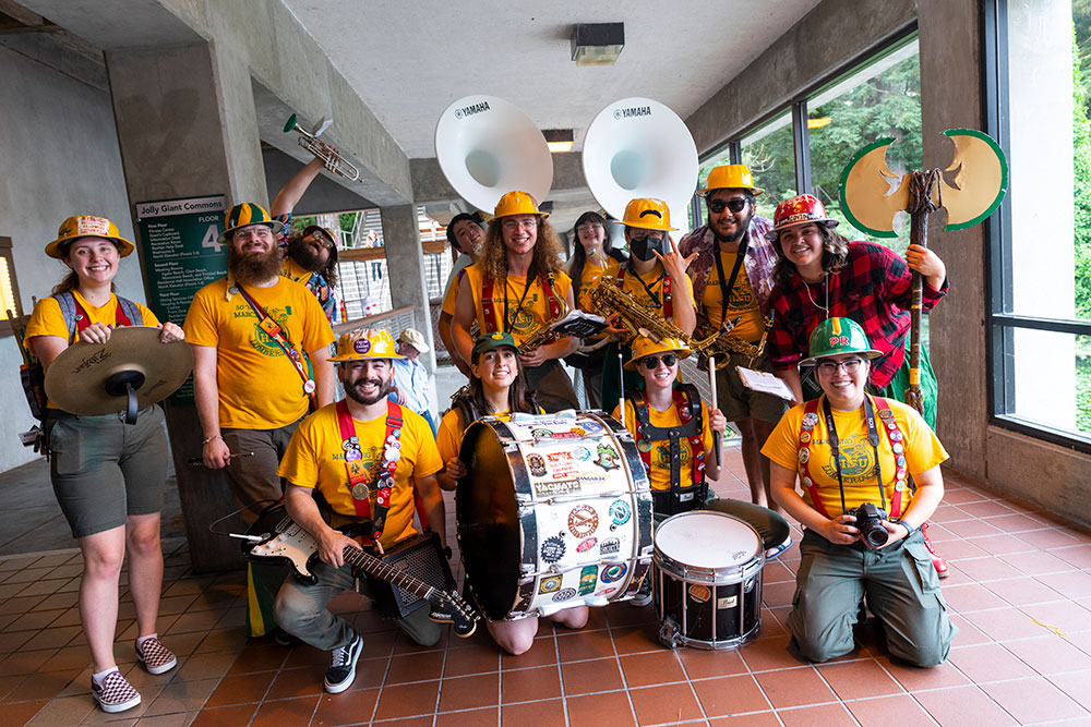 The Marching Lumberjacks greeted new, transfer, and returning students at move-in.