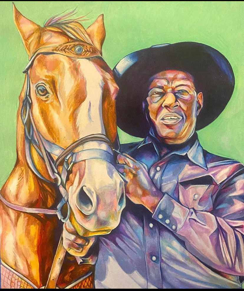 1.	Mykaela “Mickey” Montgomery, Forgotten Cowboy, 2021, color pencil on paper. Cal Poly Humboldt Permanent Collection of Art