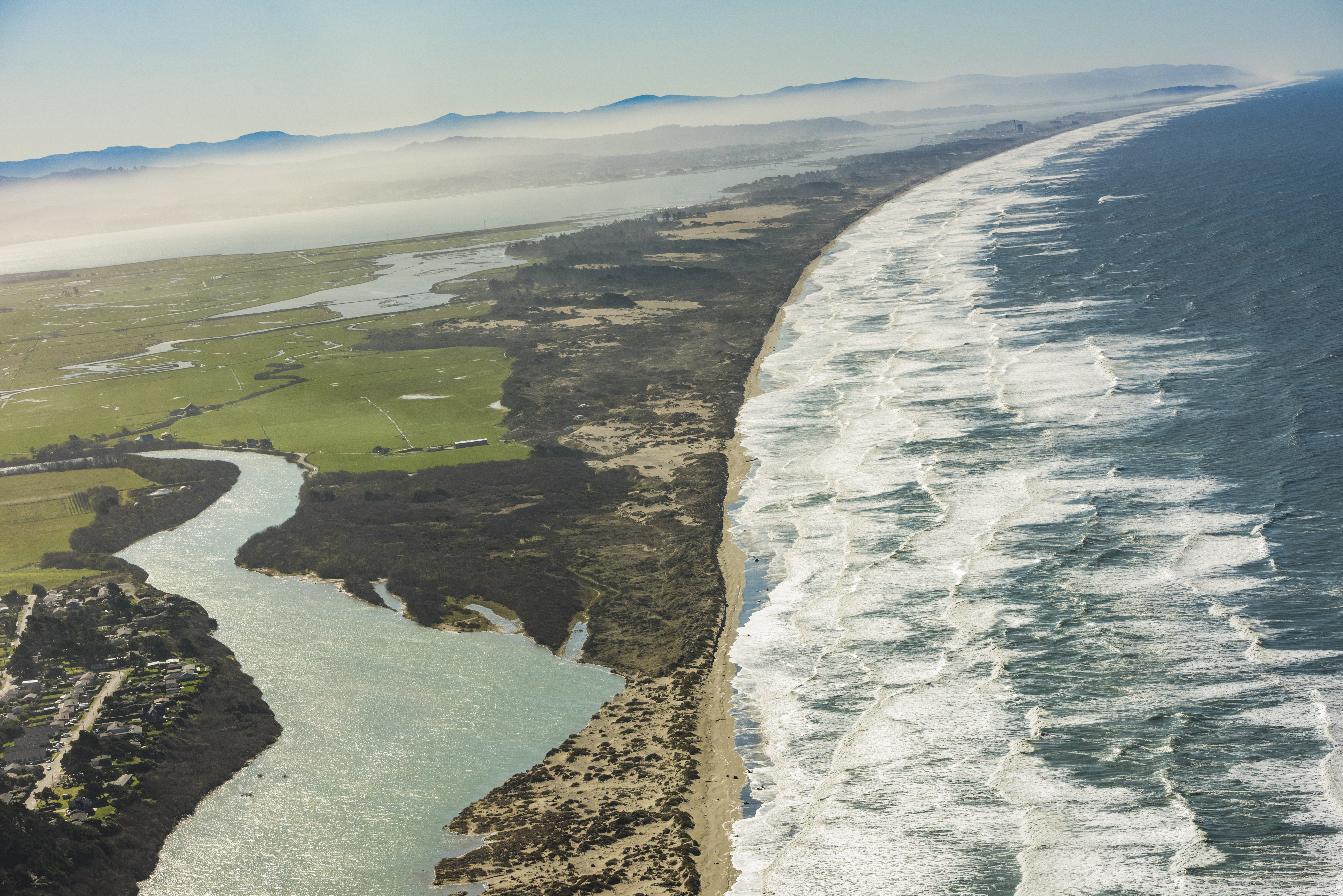 a view of Humboldt Bay from above