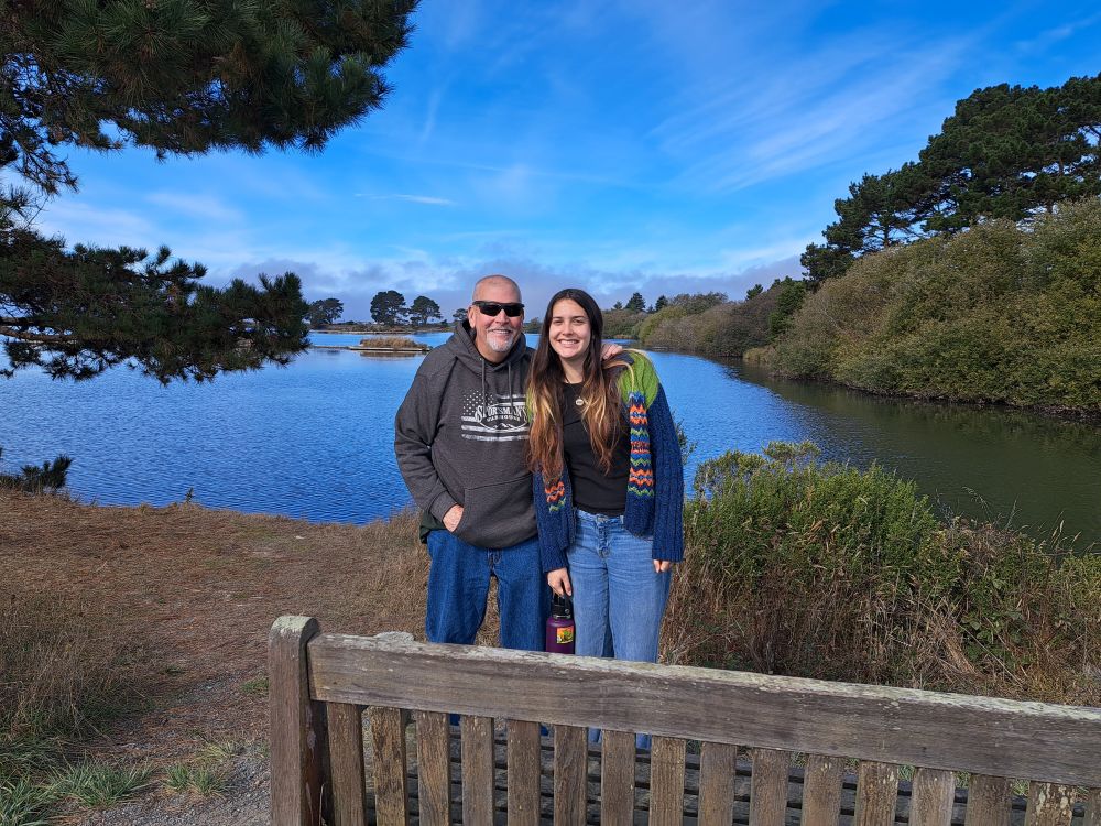 A photo of Cal Poly Humboldt Family Ambassador Kevin Dell and his daughter, Nicole, who is studying Environmental Science & Management at Humboldt.