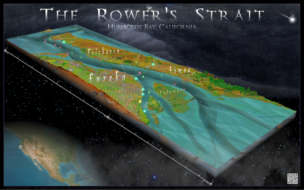 3D model of Humboldt Bay Bathymetry. Map by Zachary Knight.