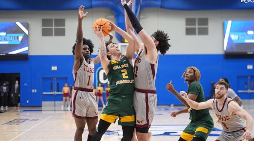 Cal Poly Humboldt and CSU Dominguez Hills players during the CCAA semifinals.