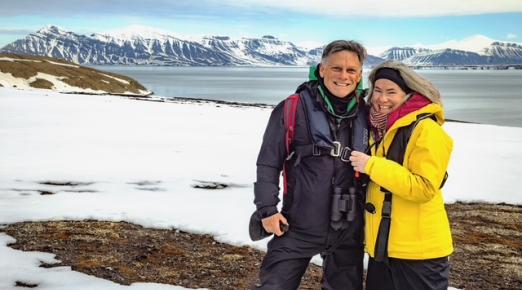 A photo of Kathy Simpson and Don Berry in Svalbard, Norway. 