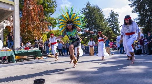 Danza Azteca dancers on the quad