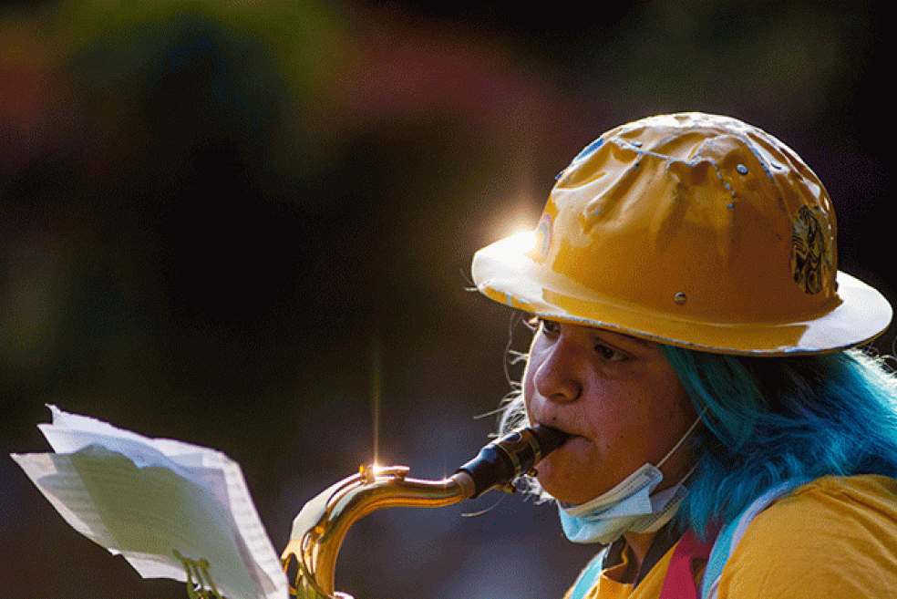 Journalism student Elliott Portillo won Best Feature Photograph for his image of a member of the Marching Lumberjacks.