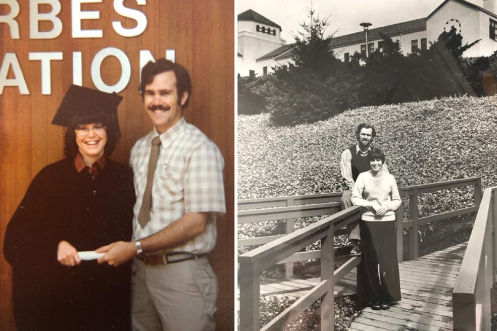 two photos of Leah B. Thibault&#039;s parents