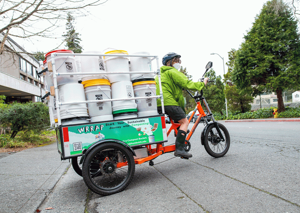 The Waste Reduction Resource Awareness Program (WRRAP) collects food scraps for composting on campus.