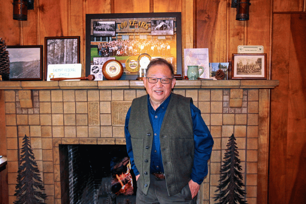 Cal Mukumoto, Oregon's official forester Cal Mukumoto, Oregon's official forester in his office.