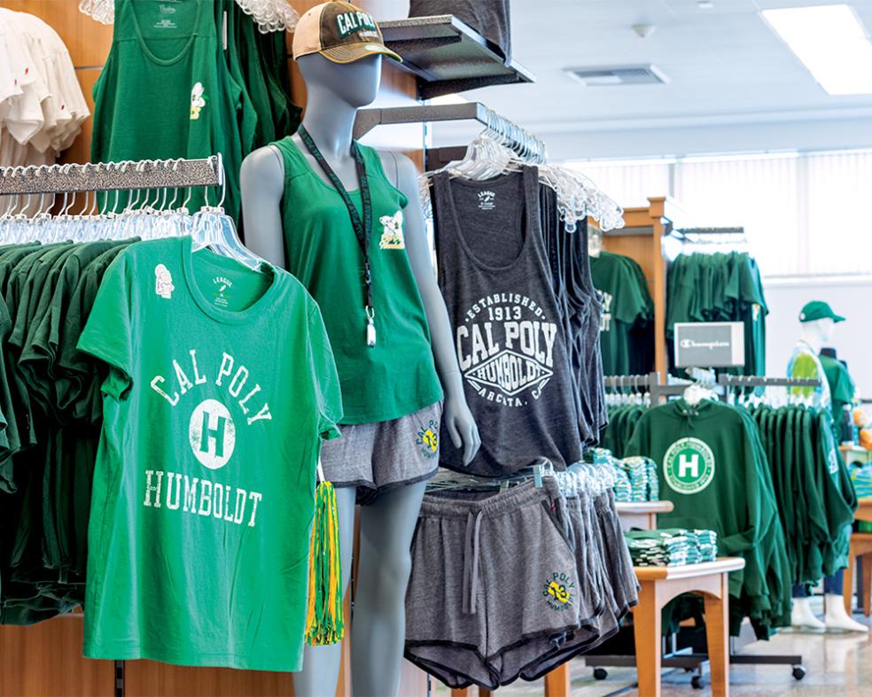 Branded items inside the Campus Store, Arcata 