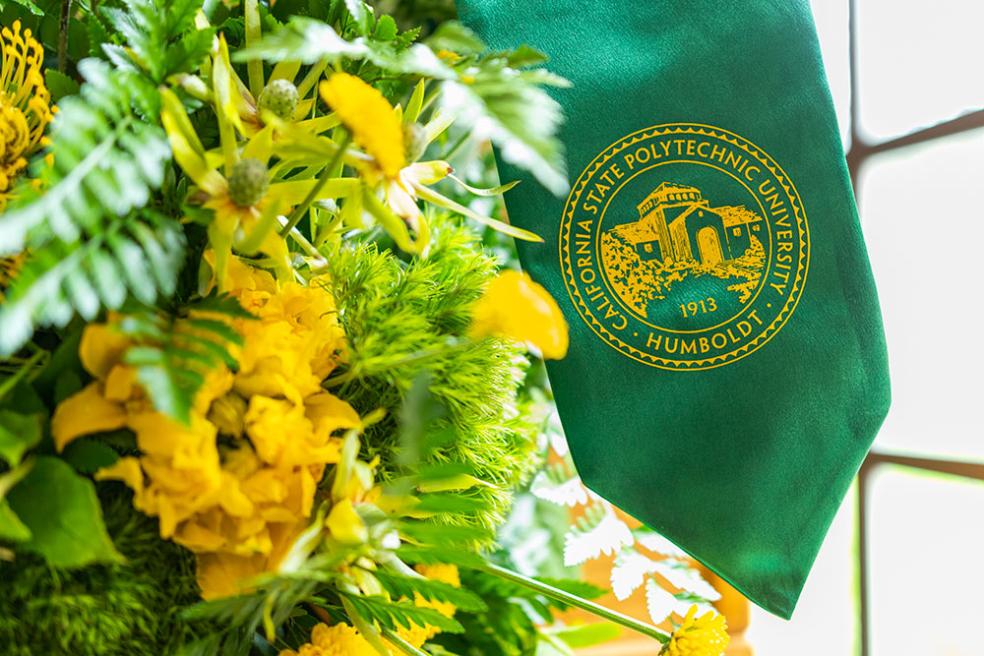 Flowers and a sash at commencement
