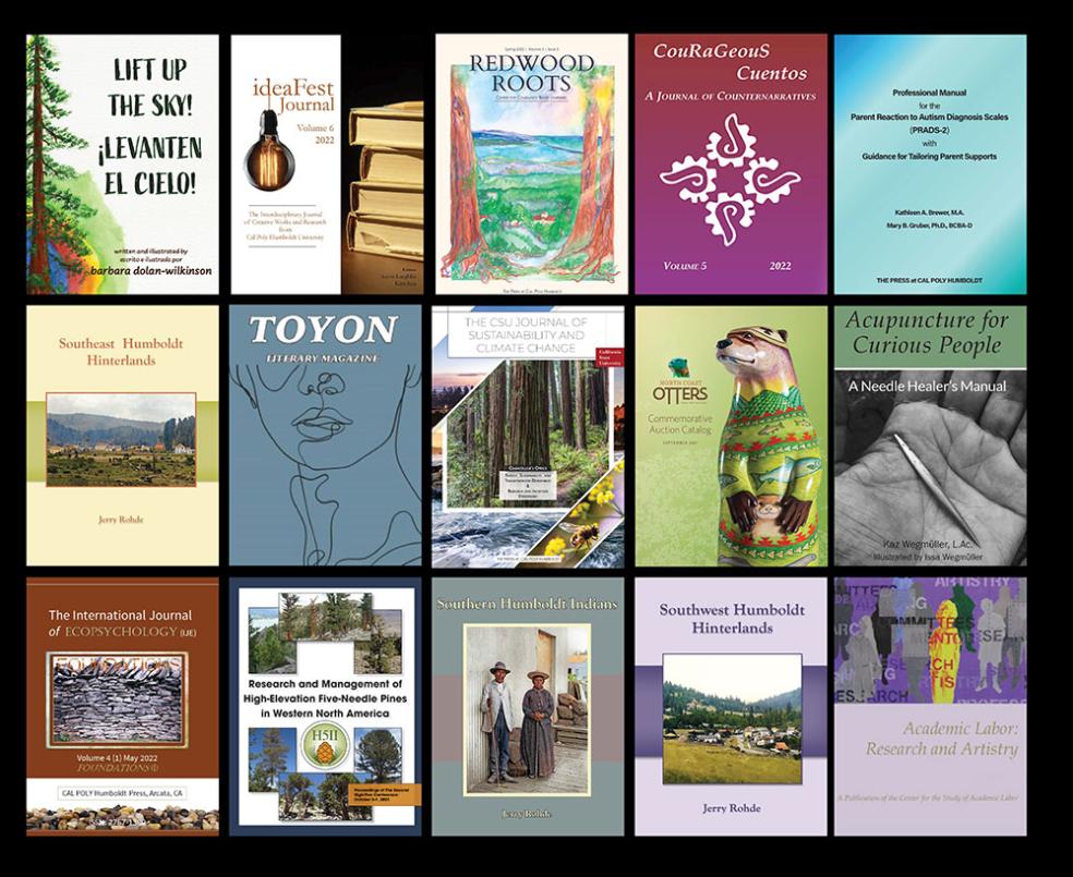 A selection of this year's book covers from the Cal Poly Humboldt Press.