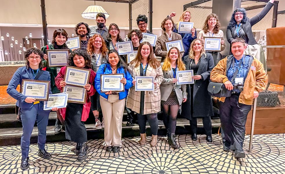 Journalism students at a college media conference