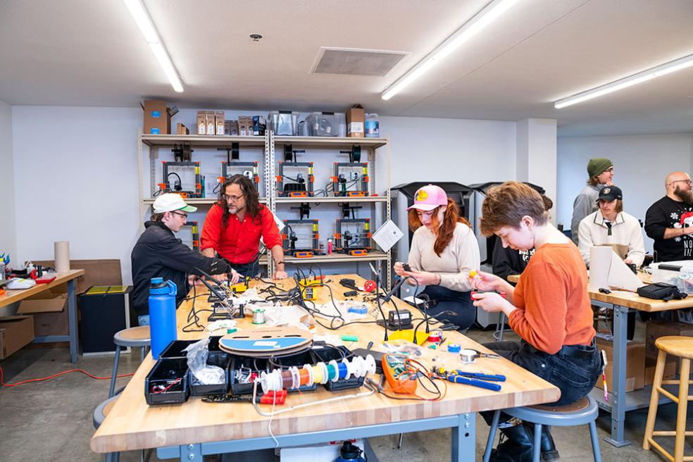Improvements for makerspace in the Natural Resources building included new lighting, paint, electrical upgrades, and furniture to accommodate 3D printers, vacuum formers, and soldering stations.