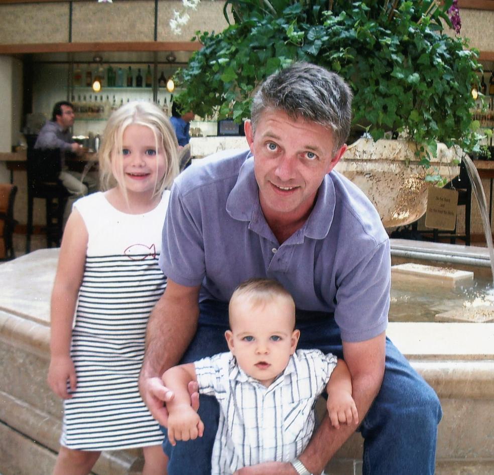 Laurence White with his children, Sophie and Liam. Laurence White with his children, Sophie and Liam.