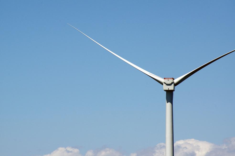 A photo of a wind turbine. 