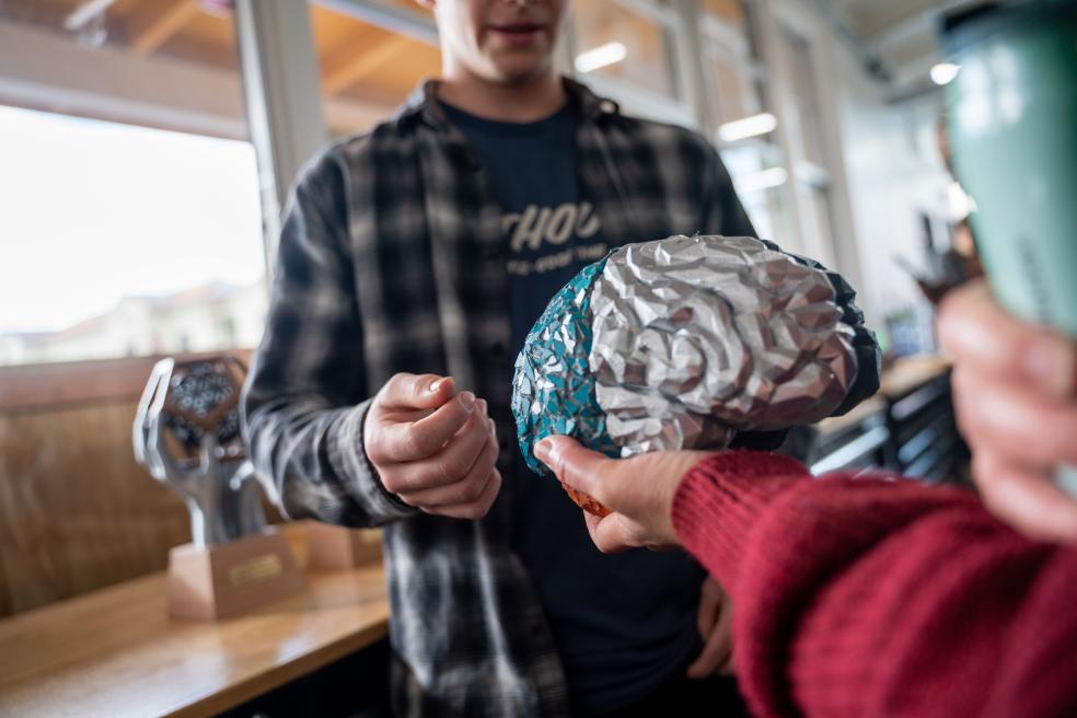 The Interdiscinplary trophy is made from six different materials (including clay sourced from campus) that highlight "elements of the interdisciplinary research category of the competition, such as integration of distinct entities to form a whole greater than the sum of its parts," according to the design team's Appropedia page.