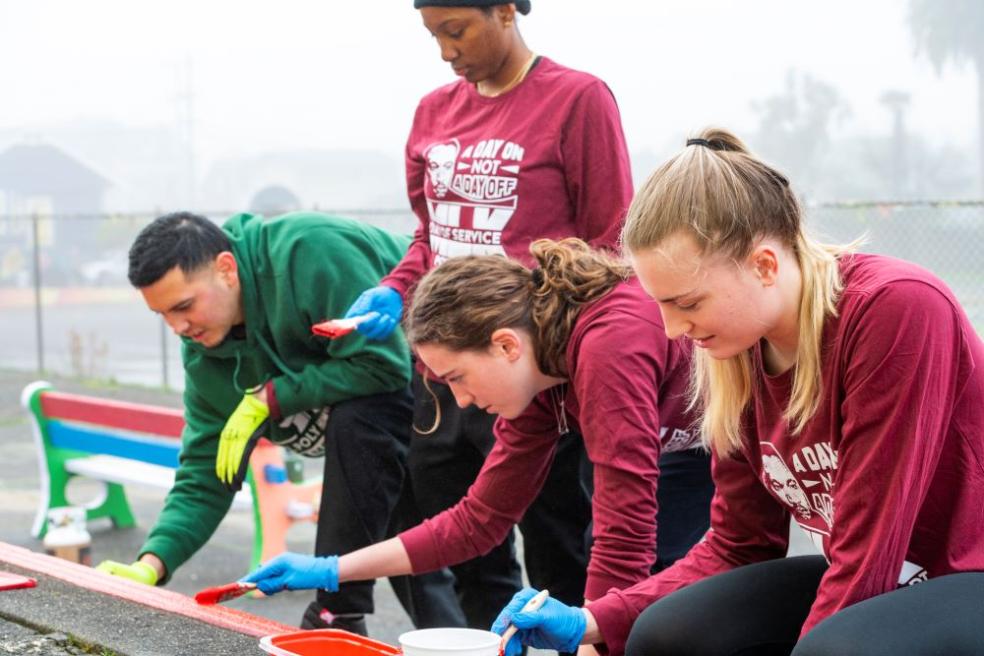 A photo of students volunteering at the Jefferson Community Center during MLK Day of Service 2024.