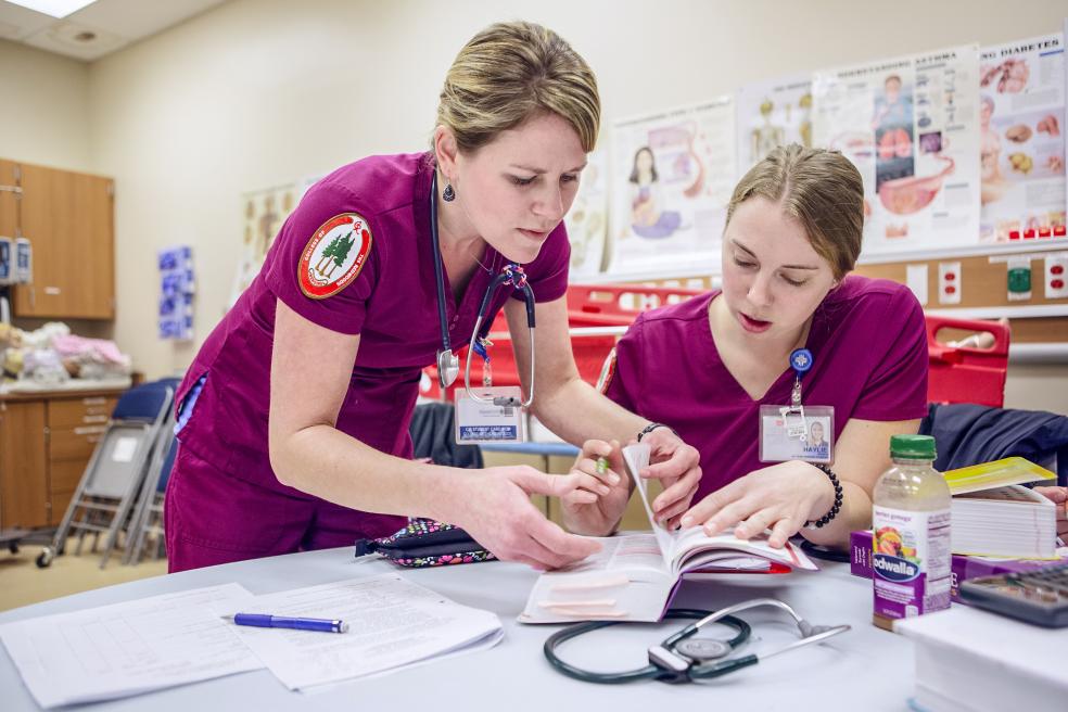 Two students in the College of the Redwoods' RN program.