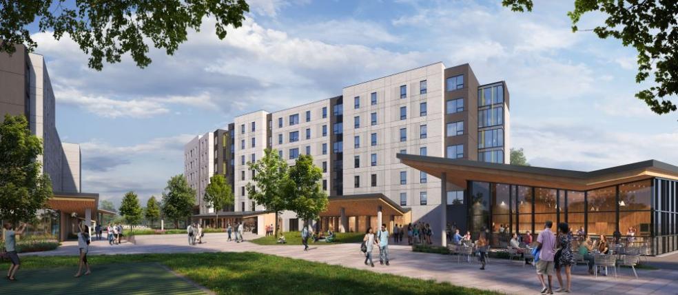 An artistic rendering of the Hinarr Hu Moulik student housing complex.