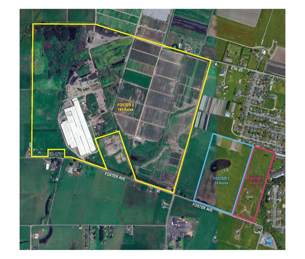 A map rendering of the Foster Avenue properties acquired by the University. 