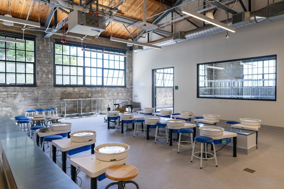 Jenkins Hall has been fully renovated to create an intentional, hands-on workspace for the arts. The upgraded facility includes new studios, classrooms, specialized workrooms, improved accessibility features, and modern building systems.