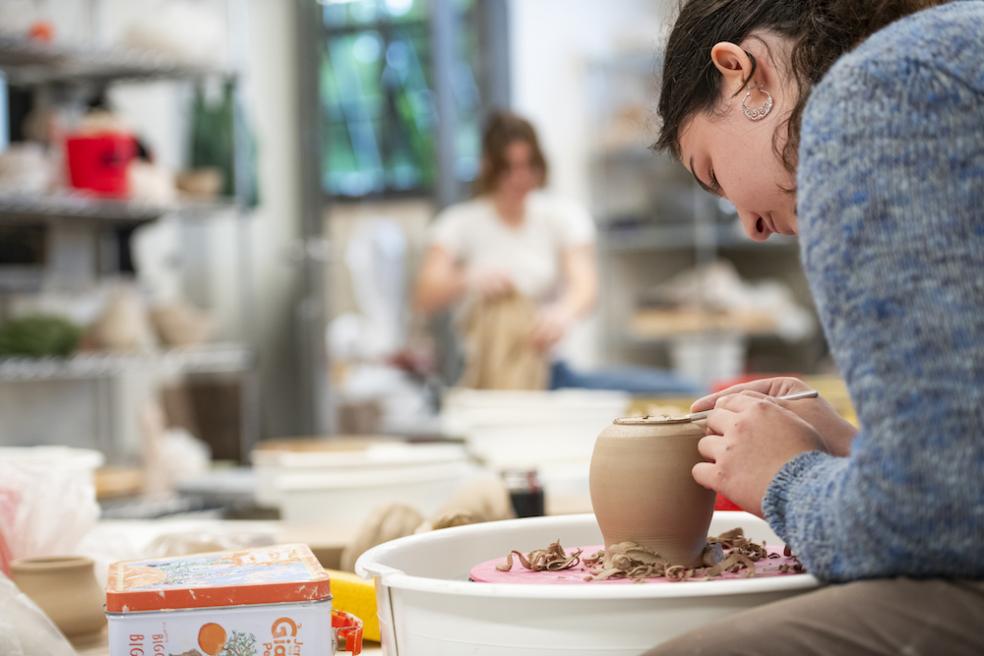 Art students are diving into their sculptural and ceramic projects in Jenkins Hall’s refreshed studios.