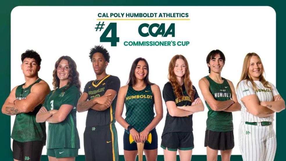 A collage image of Cal Poly Humboldt athletes