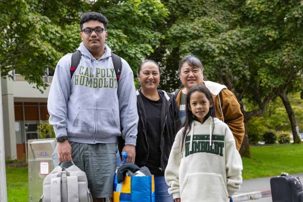 Students and their families arrived on campus for Move-in Day, where volunteers—including Cal Poly Humboldt President Richard Carvajal and student athletes—helped them moved their belongings into their new student residences.