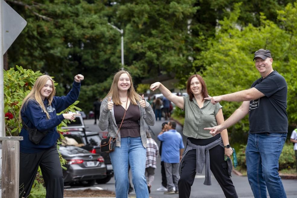Students and their families arrived on campus for Move-in Day, where volunteers—including Cal Poly Humboldt President Richard Carvajal and student athletes—helped them moved their belongings into their new student residences.