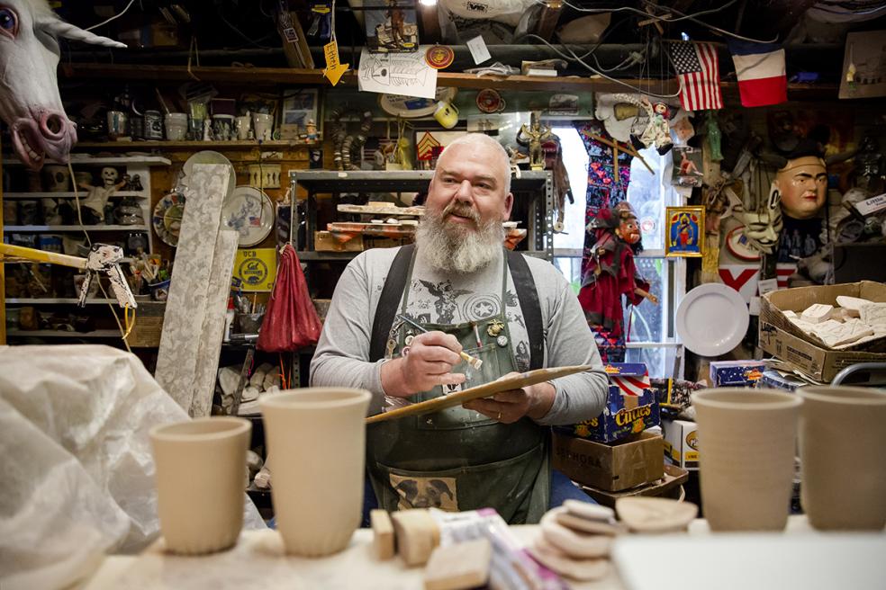 US Marine Corps veteran and UC Berkeley ceramicist Ehren Tool will host a cup-making workshop at the Arts in Services Fairon Saturday, Nov. 12.
