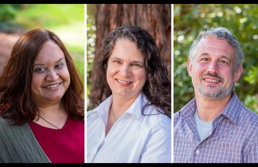 Headshots of 2021-22 Distinguished Faculty awardees Meenal Rana, Sonja Manor, and Jeffrey Kane
