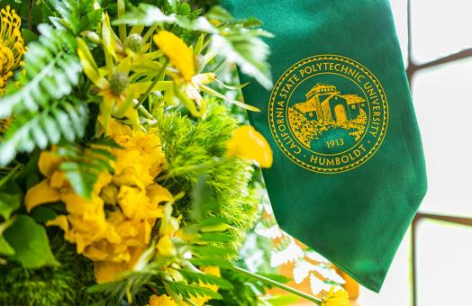 Flowers and a sash at commencement