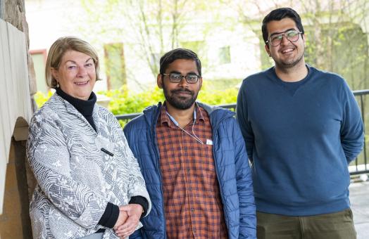 Andrea Tuttle, Ph.D., poses with Tuttle Fellowship recipients Sanjeev Kumar and Danial Nayeri. 