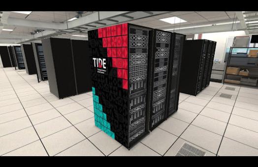A photo of Dell PowerEdge servers with TIDE logo superimposed