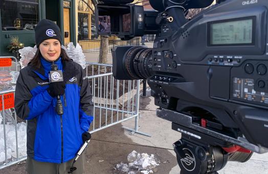 Kayla Molander (’12, English) films a segment for 13abc Action News in Toledo, Ohio, where she’s a multimedia journalist. Previously, she worked for CBS Chicago, where she was part of a team of investigative journalists that won two regional Emmy awards.