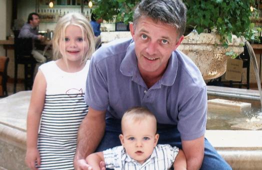 Laurence White with his children, Sophie and Liam.