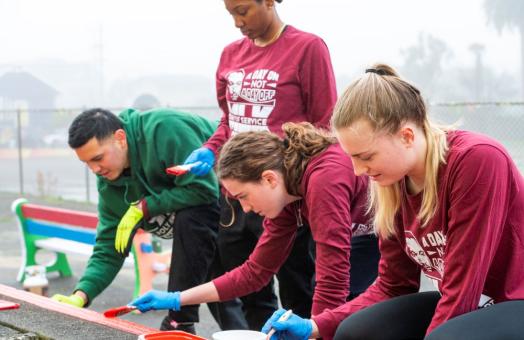 A photo of students volunteering at the Jefferson Community Center during MLK Day of Service 2024.