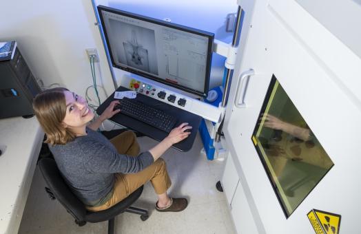 Biological Science Professor Allison Bronson uses CT scanning to examine sharks without dissection.