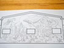 Part of the mural’s final design. When finished it will be 127 feet wide and 20 feet tall.