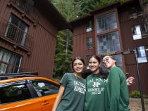 A photo of students moving into the residence halls during Fall 2024 Move-In Day.