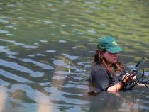 Fisheries Biology grad students research on what otter's eat at the Arcata Marsh.