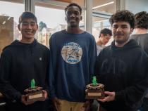 The makers of the Engineering and Computer Science trophies presented their final product at the makerspace in the Swetman building on Dec. 19.